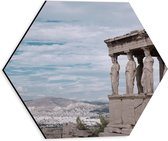 Dibond Hexagon - Uitzicht op Parthenon Tempel in Athene, Griekenland - 30x26.1 cm Foto op Hexagon (Met Ophangsysteem)