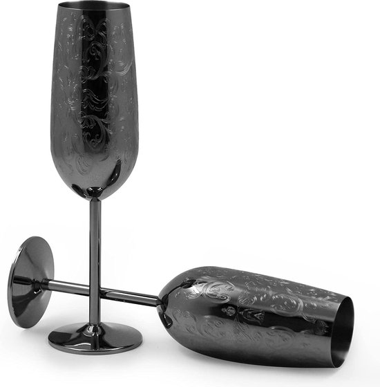 Relaxdays Lot De 4 Verres à Vin En Acier Inoxydable 400ml - Robuste Et Garde Le Frais