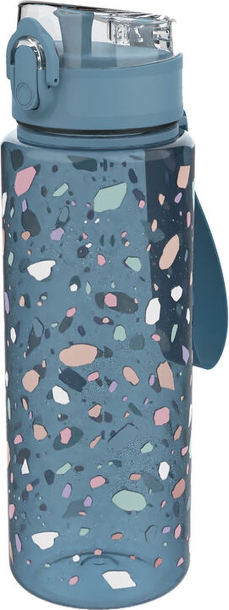 Lunch Buddies drinkfles Terrazzo rond 7x7x17 cm 600 ml blauw. blauw