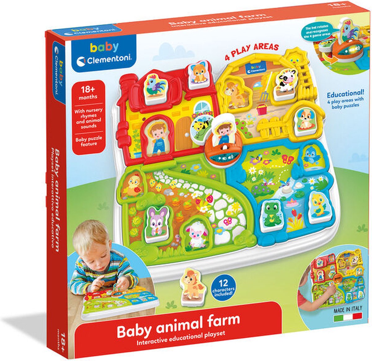Baby Clementoni - Fun Garage Baby Track, Box e Pista Macchinine per Bambini 18 Mesi, con 1 Macchinina, Gioco Prima Infanzia Made in Italy, Linea Play For Future, Stimola Manualità e Curiosità