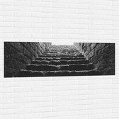 Muursticker - Stenen Trap - Zwart Wit - 150x50 cm Foto op Muursticker