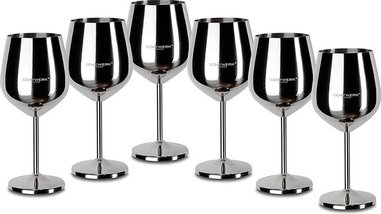 Verres à vin incassables en acier inoxydable, collection noir et