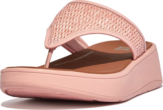 FitFlop F-Mode Woven-Raffia Flatform Toe-Post Sandals ROZE - Maat 36