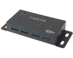 LogiLink 4 Port Hub, USB 3.0 actief zwart (metaal)