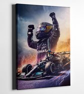 Luxe Lewis Hamilton Formule 1 Canvas Schilderij - Inclusief Ophangsysteem - Formaat 60x40