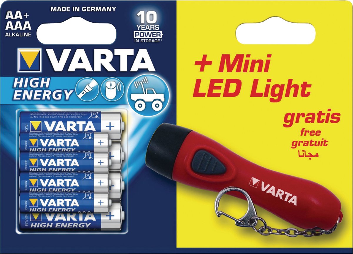 Varta 4x AA en 4x AAA batterijen + minizaklamp