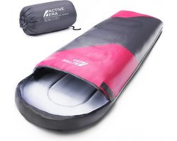Active Era Premium Slaapzak – 250 GSM Vulling en Waterdicht – Met Binnenzak en Capuchon – Volwassenen & Kinderen – 210x75cm Roze