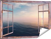 Gards Tuinposter Doorkijk Zee Water tijdens Zonsondergang - 90x60 cm - Tuindoek - Tuindecoratie - Wanddecoratie buiten - Tuinschilderij