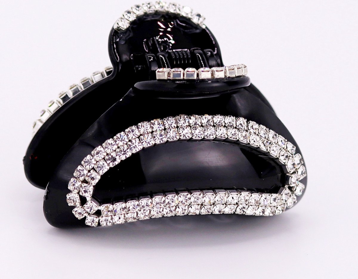 Haarklem middel zwart met strass