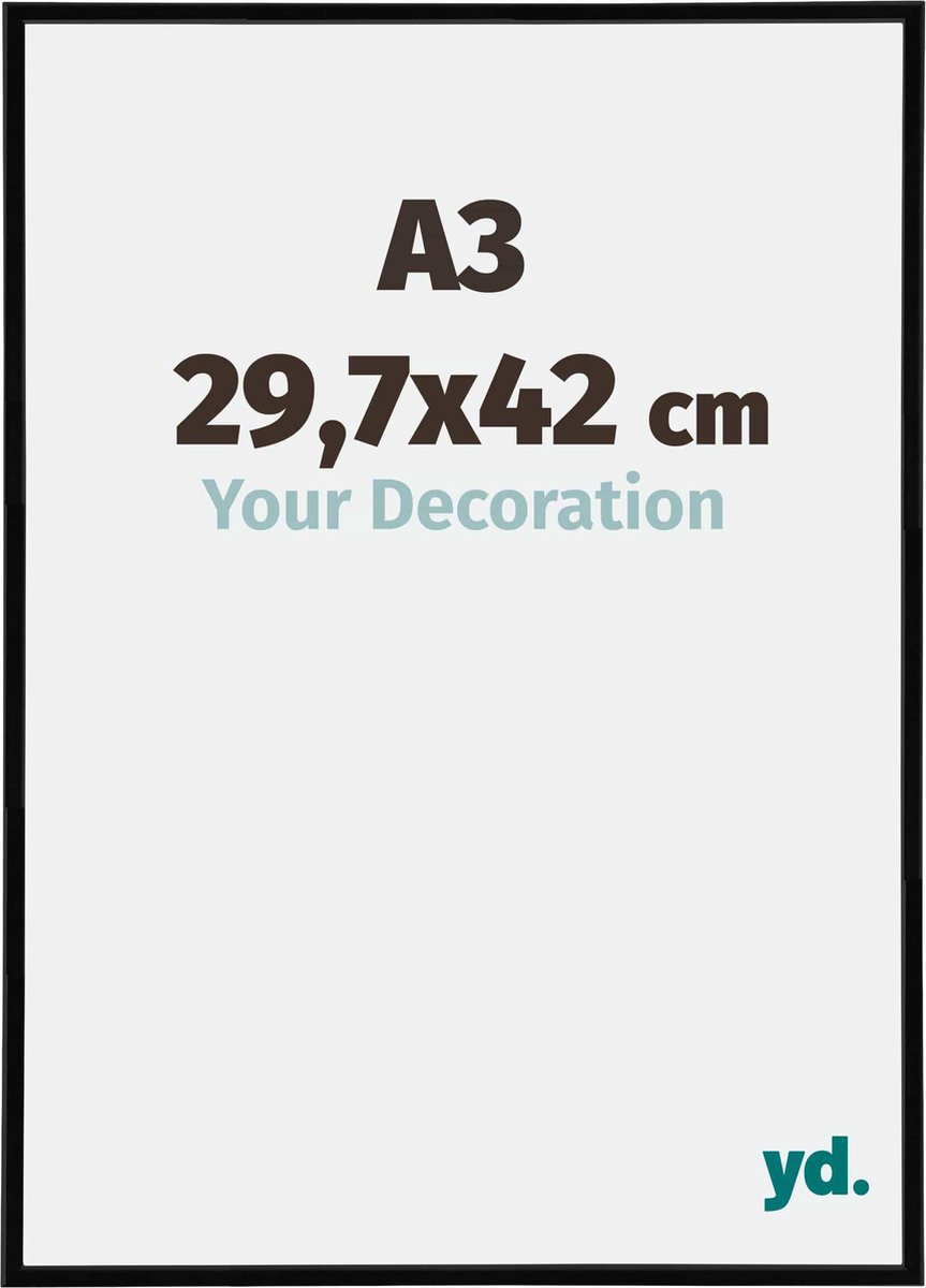 yd. Your Decoration - Fotolijst A3 29,7x42 cm - Kunststof - Zwart Hoogglans - Annecy