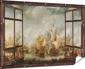 Gards Tuinposter Doorkijk Slag bij Terheide - Jan Abrahamsz. Beerstraten - 180x120 cm - Tuindoek - Tuindecoratie - Wanddecoratie buiten - Tuinschilderij