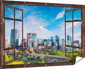 Gards Tuinposter Doorkijk Skyline Calgary Stad in Canada - 180x120 cm - Tuindoek - Tuindecoratie - Wanddecoratie buiten - Tuinschilderij