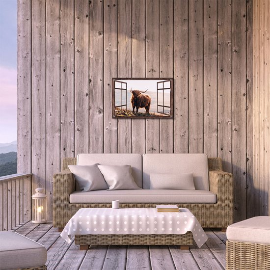 Gards Garden Poster Vue Scottish Highlander dans les collines d'Écosse - 60x40 cm - Toile de jardin - Décoration de jardin - Décoration murale extérieure - Peinture de jardin