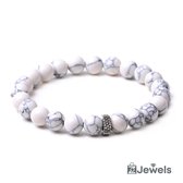 OZ Jewels - Bracelets de perles Turquoise White - Élastique