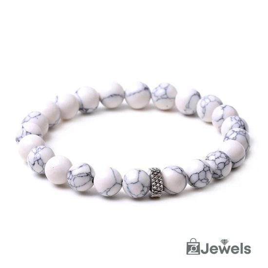 OZ Jewels - White Turquoise Kralenarmband - Elastisch - Natuursteen