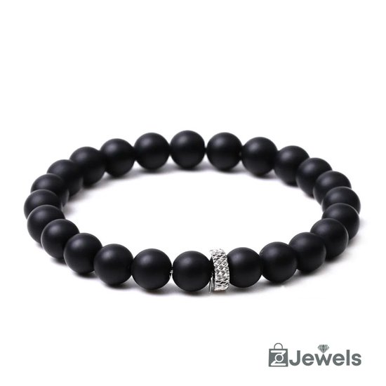OZ Jewels - Bracelets de perles Onyx mat - Pierres naturelles - Élastique