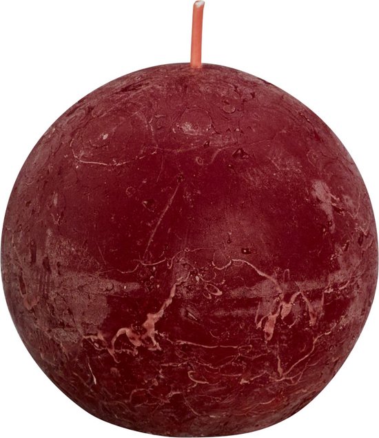 Bolsius - Rustieke kleine stompkaars 'Boule' (Ø7.6cm) - Velvet Red