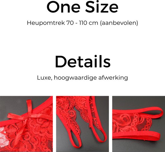 String Sexy avec Entrejambe Ouvert - Rouge - Design avec Dentelle - Design  Érotique... | bol.