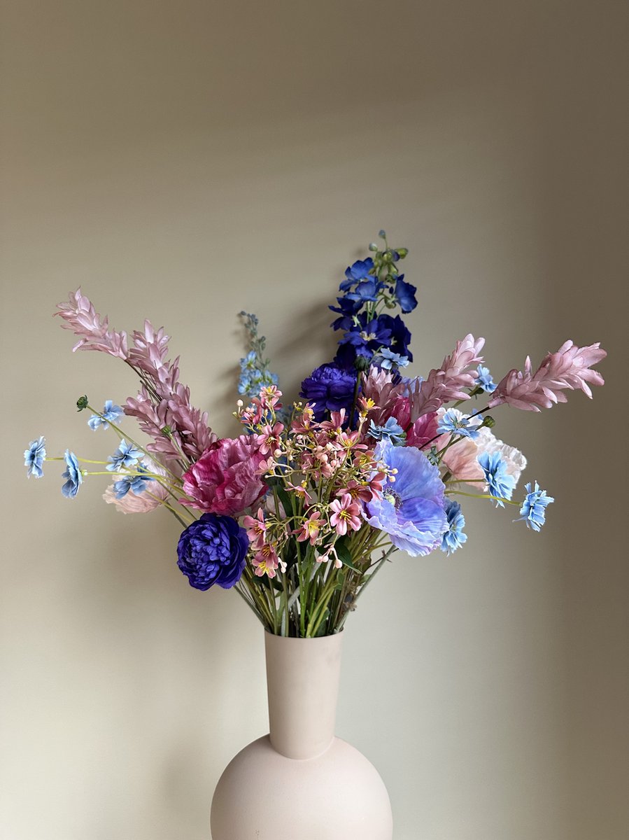 Zijden boeket - Silk flowers - kunstbloemen - 70-80 cm - multi color - 15 stelen