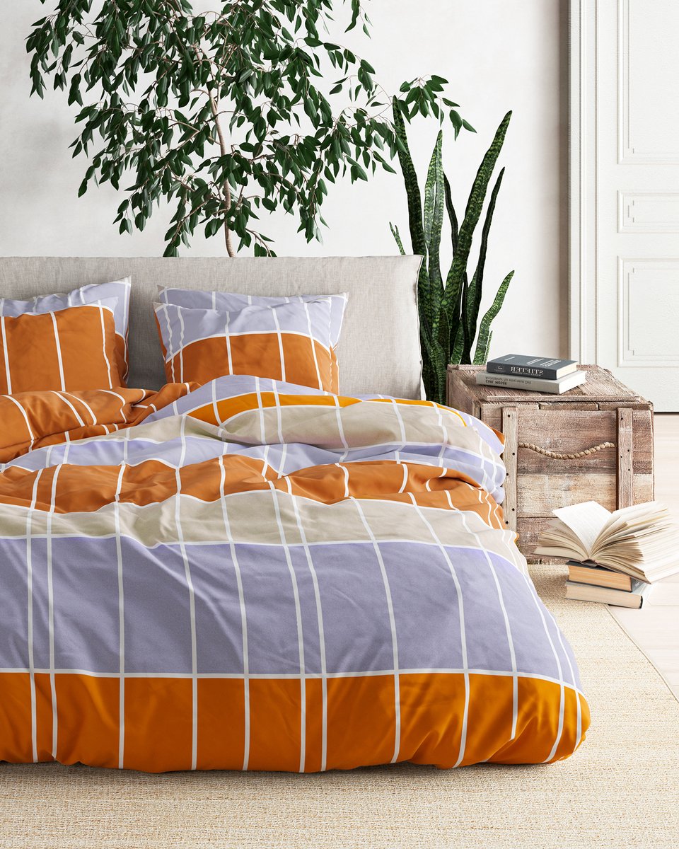 Mistral Home - DEKBEDOVERTREK - recycled katoen renforcé - 260 x 240 cm + 2x 65 x 65 cm - extra breed - geometrisch - veelkleurig- Duurzaam