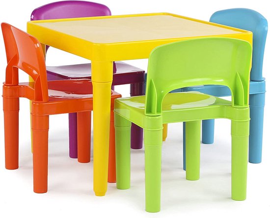 GOPLUS Kinderzitgroep van hout met 1 kindertafel en 2 stoelen, kindermeubel met afgeronde hoeken en randen, kindertafel en stoelen voor thuis, klaslokaal, kleuterschool (groen