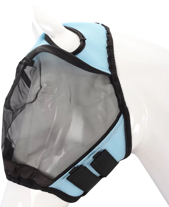Harrison Howard CareMaster Masque Anti-Mouches Bleu Hawaïen Cheval - Protection UV Oreilles & Naseaux (L)