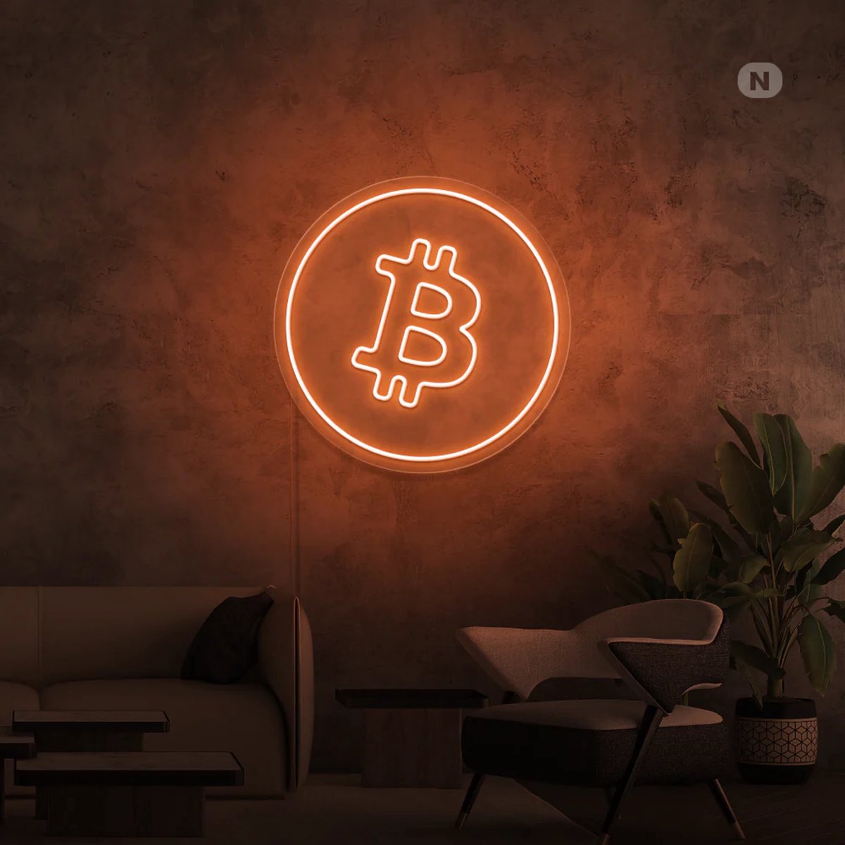 Neonbord - Led Neonverlichting - Bitcoin - Orange - 50cm