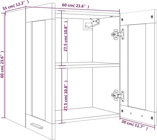 Bovenkast Lyon 60x31x60 cm bewerkt hout bruin eikenkleur kopen