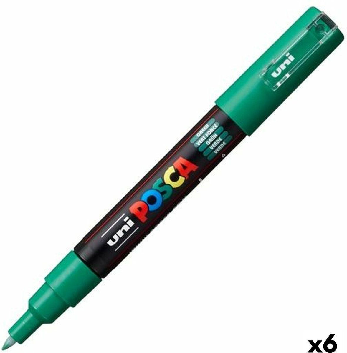 Uni POSCA paintmarker PC-1MC, 0,7 mm, groen 6 stuks