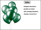 100x Luxe Ballon pearl groen 30cm - biologisch afbreekbaar - Festival feest party verjaardag landen helium lucht thema