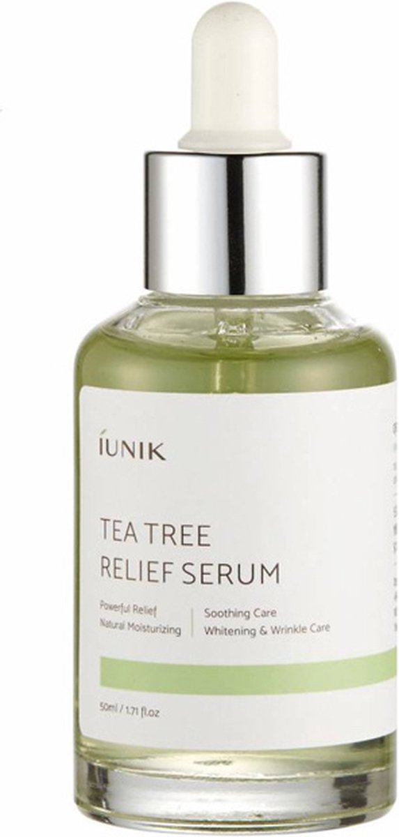 iUNIK - Tea Tree Relief Serum. Calming, soothing, reducing redness and healing acne scars.