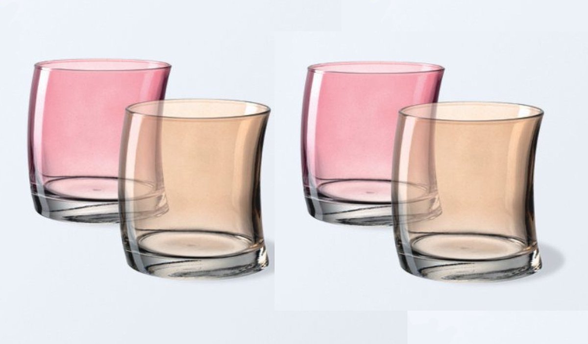 Leonardo verres à eau swing colorés lot de 4 Rose / Ambre 9 cm 35,5 CL |  bol.com