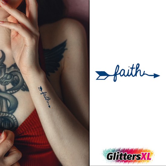 GlittersXL - Temporary Tattoo Faith Spreuk/Tekst (6x6 cm) [Semi-Permanente  Neptattoo -... | bol.com