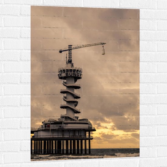 Muursticker - Bungeejumptoren in het Water met Zonsondergang - 70x105 cm Foto op Muursticker