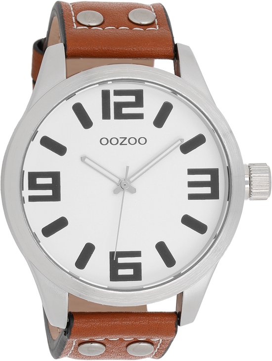 OOZOO Timepieces Polshorloge - C1001 - Cognac/Wit - 51 mm | bol.com