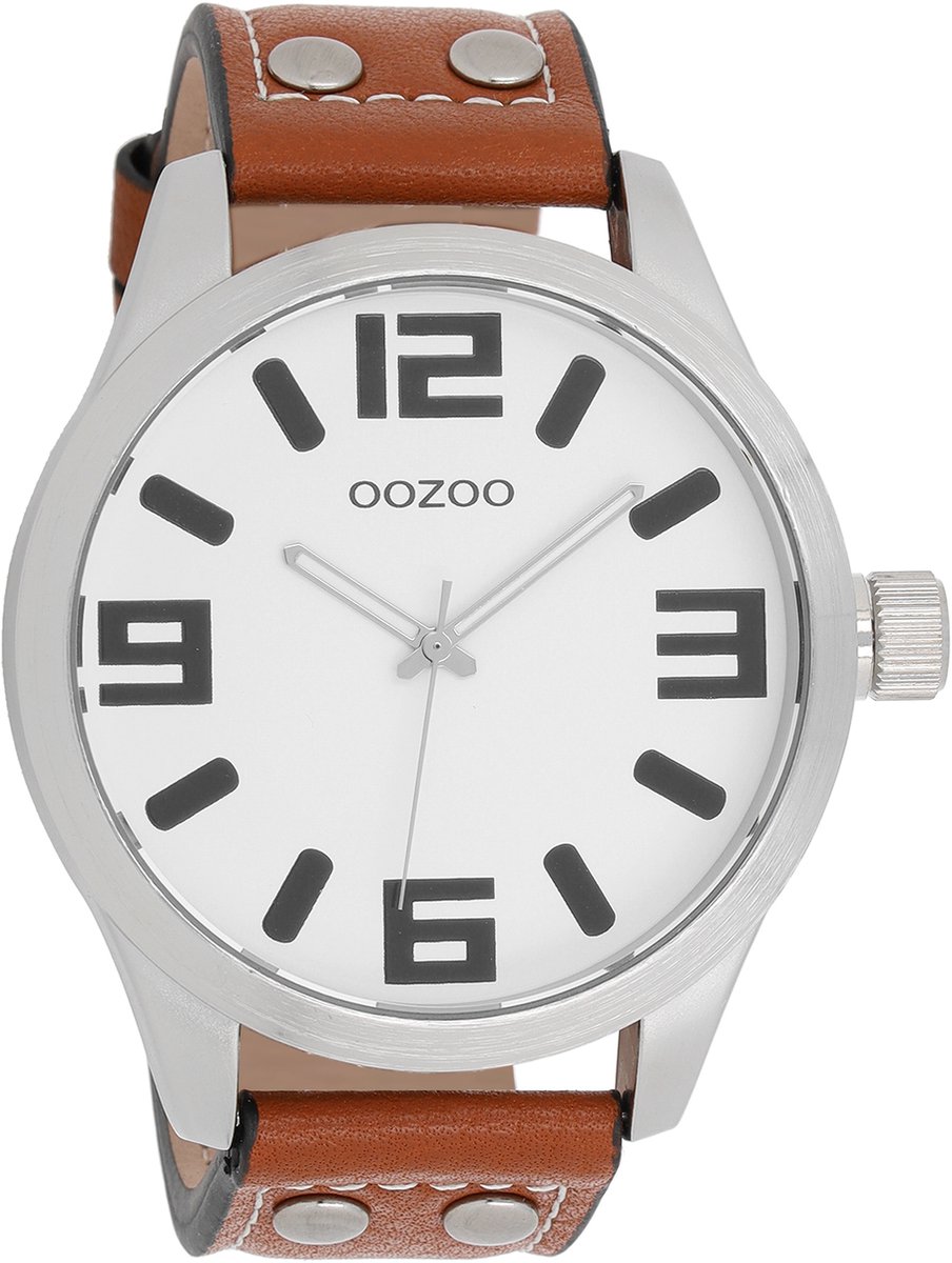 OOZOO Timepieces Polshorloge - C1001 - Cognac-Wit - 51 mm