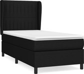 vidaXL - Boxspring - met - matras - stof - zwart - 90x190 - cm