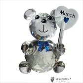 Kristallen beer met geboortesteen Aquamarine maand Maart , kraamkado, Crystal Bear , verjaardags kado