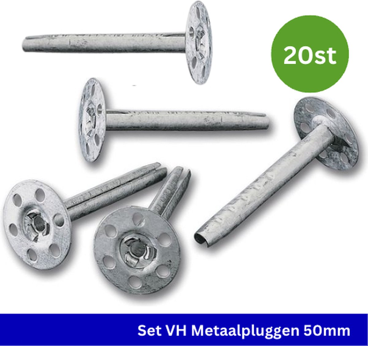 VH metaalplug - Slagplug - 50 mm lengte - Rozet van 35 mm - 20 stuks