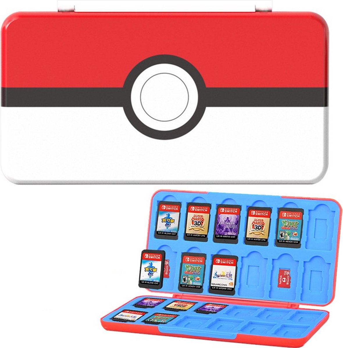 Yes In LAB - 24-in-1 Game Card Case geschikt voor Nintendo Switch - Pokéball - Kaarthouder - Opbergdoos Speelkaarten - Beschermhoes - Premium case - 24-slot kaart opslag - Beschermtas - Opbergen - Game Etui - Accessoire geschikt voor Nintendo Switch