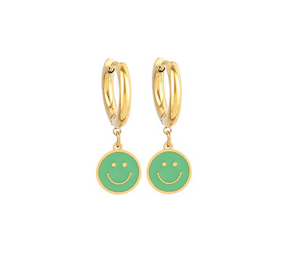 Foto: Oorbellen smiley goud hoops groen