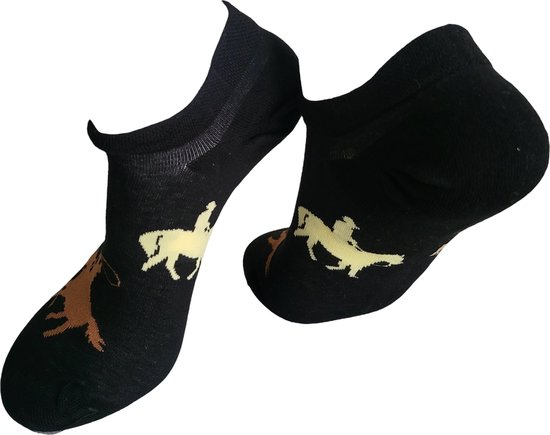 Verjaardags cadeau - Cowboy sokken – sneaker sokken - vrolijke sokken - valentijn cadeau – lage sokken - grappige sokken - leuke dames en heren sokken - moederdag - vaderdag - Socks waar je Happy van wordt - Maat 36-42
