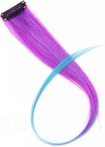 Akyol - Haar extension – paars/blauw haar extension – paars – extension – nep haar – 1 stuk – cadeau – carnaval – synthetisch haar