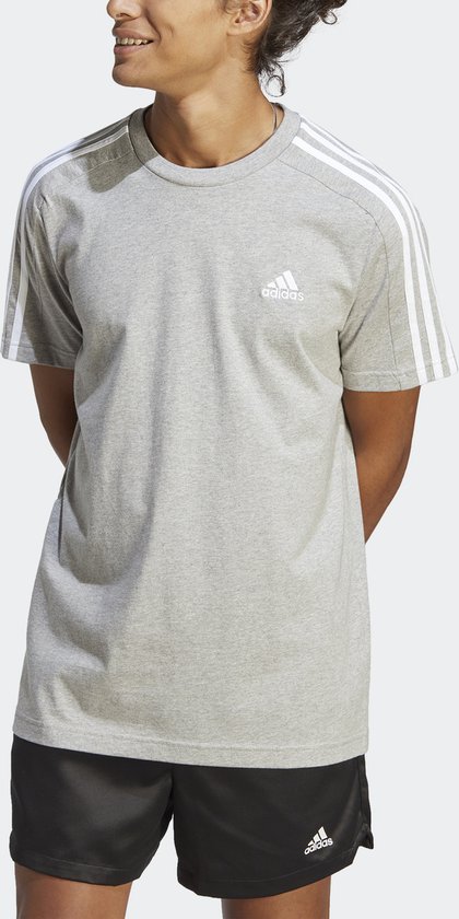 adidas Sportswear Essentials Single Jersey 3-Stripes T-shirt - Heren - Grijs- M