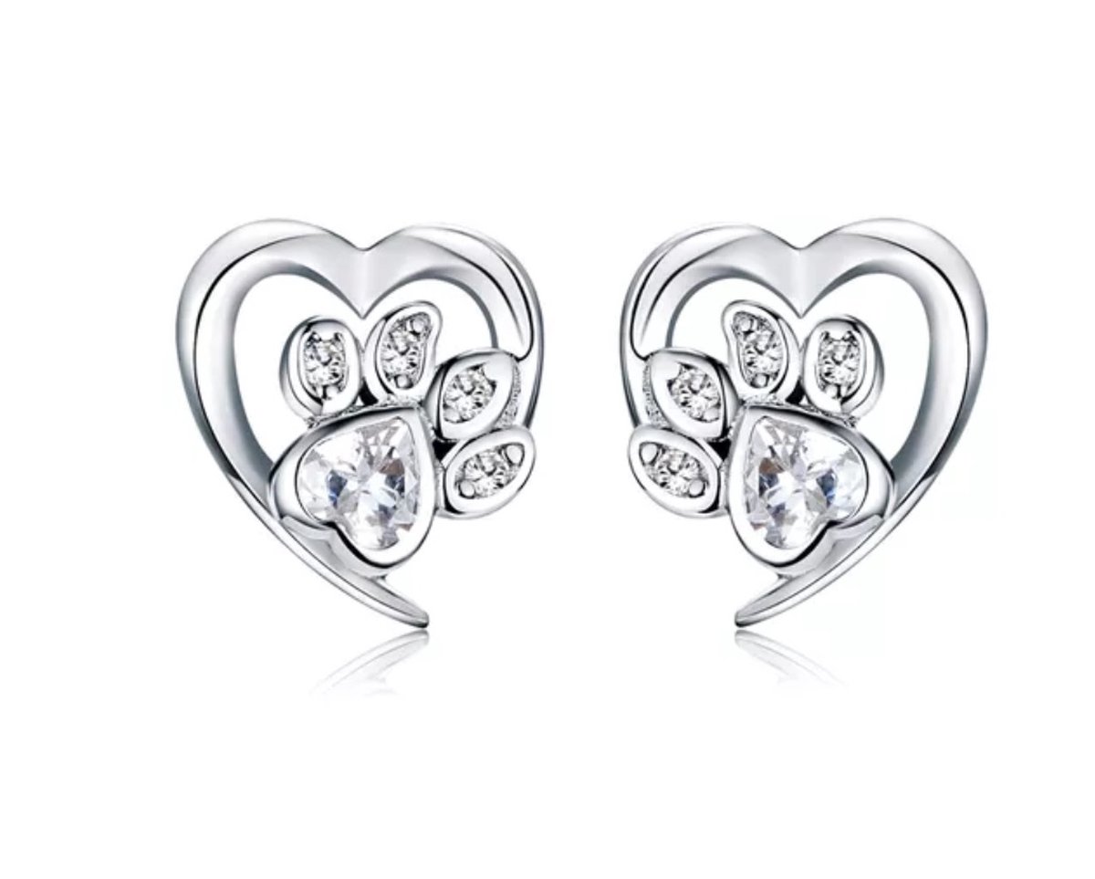 RomyStones Hart & Poot Oorbellen - 925 Zilver & Zirkonia