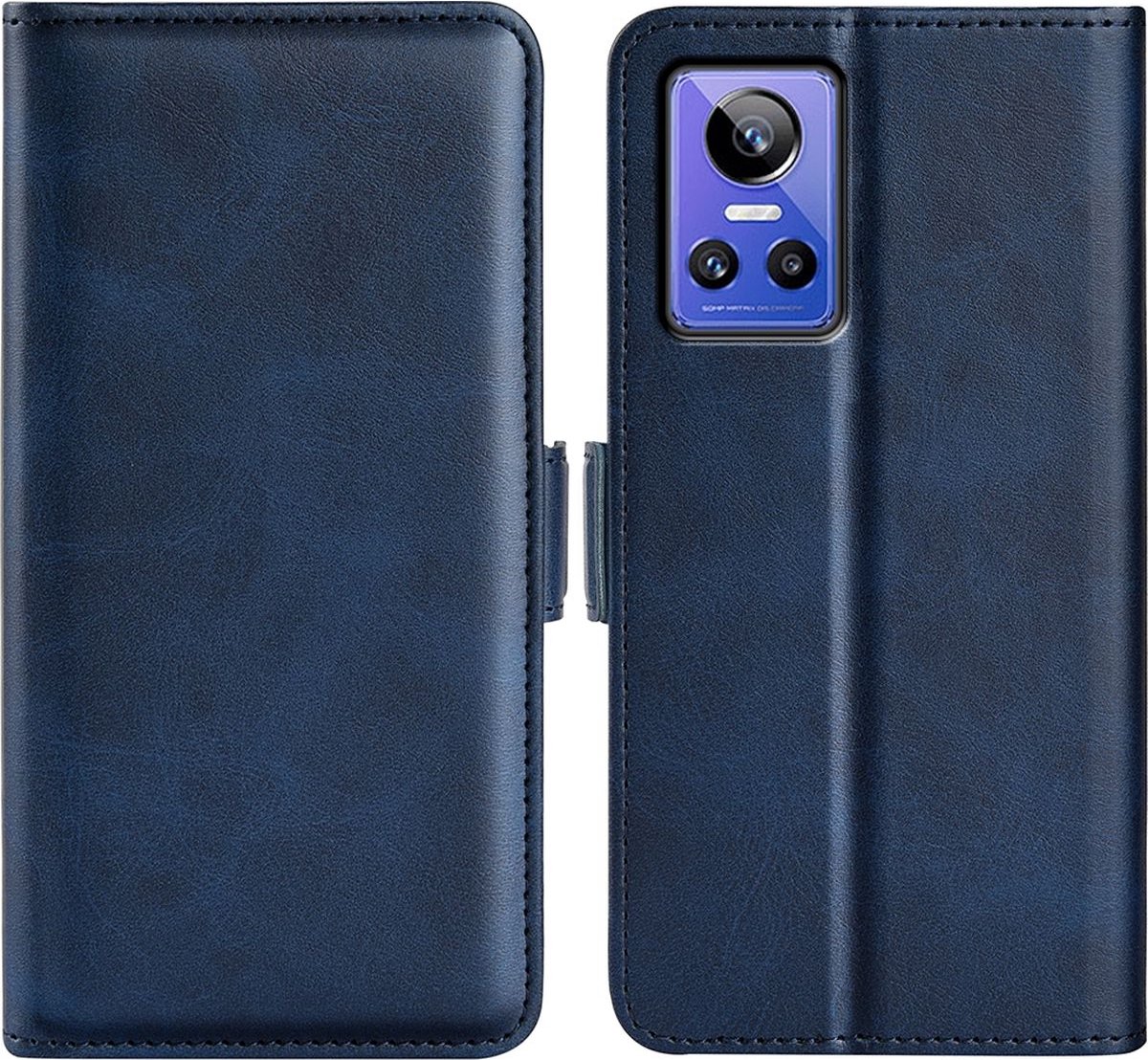 Mobigear Telefoonhoesje geschikt voor Realme GT Neo 3 Hoesje | Mobigear Slim Magnet Bookcase Portemonnee | Pasjeshouder voor 3 Pasjes | Telefoonhoesje voor Pinpas / OV Kaart / Rijbewijs - Blauw