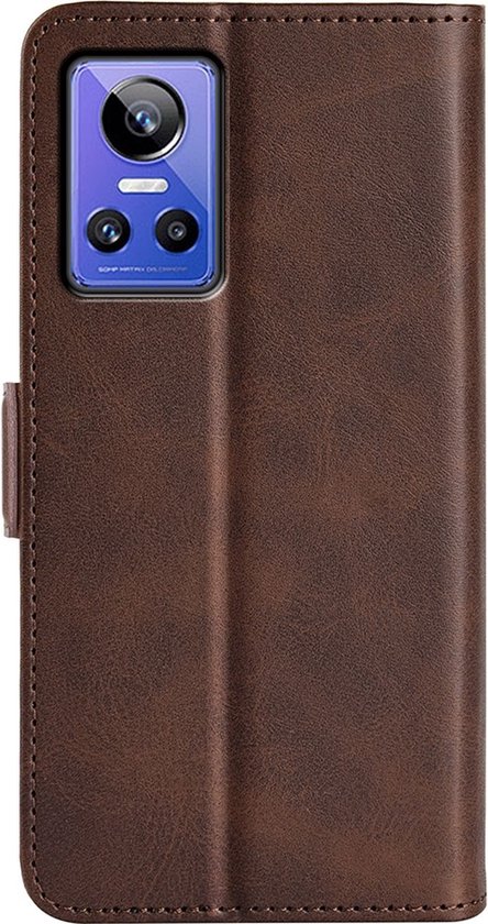 Mobigear Slim Magnet Bookcase Case - Convient pour Realme GT Neo 3 - Étui pour téléphone portable - Marron