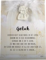 Beschermengel op tegel met uniek gedicht Geluk - Geluk - dankjewel- New Dutch®