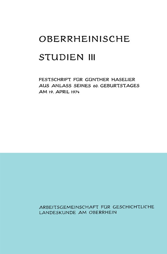 Oberrheinische Studien Band III - cover