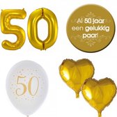 14-delige set met ballonnen en buttons voor een 50-jarig jubileum - 50 - jubileum - ballon - button - goud - trouwen - bruidspaar